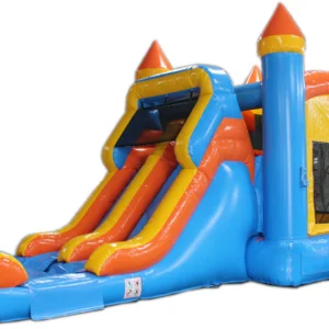 28' Blue & Orange Commercial Wet or Dry Inflatable Bounce House Water Slide Combo