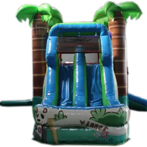 28' Crazy Tropical Commercial Wet or Dry Inflatable Bounce House Water Slide Combo