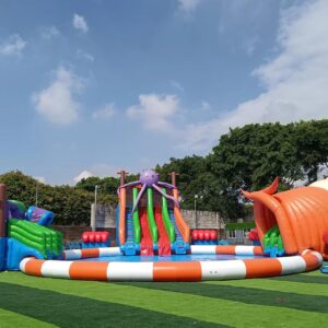 Giant Inflatable Shark Zip Line Slide with Pool – Commercial Water Slide Attraction for Events & Rentals