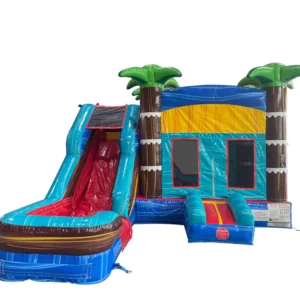 16' Tropical Inferno Commercial Wet or Dry Inflatable Water Slide Combo with Bounce House