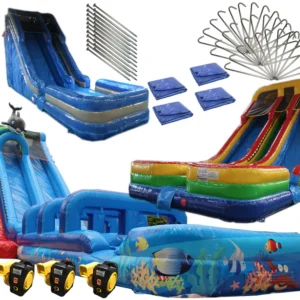 Commercial Water Slide Rental Business Startup Package #2 – 3 High-Performance Slides + Full Equipment Bundle