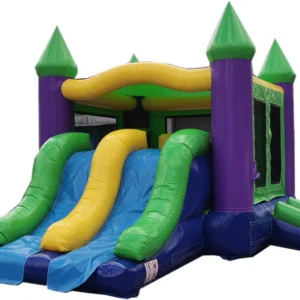 20ft Blue & Purple Combo Bounce House with Slide – Commercial Inflatable Combo Unit